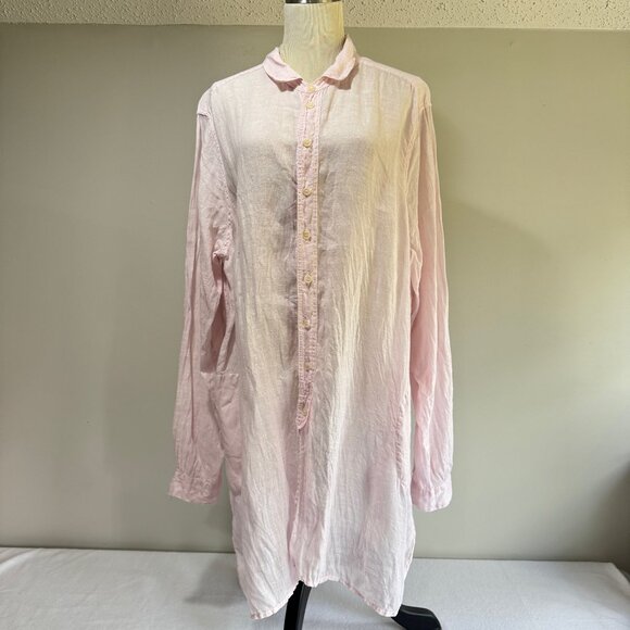 CP SHADES Light Pink Linen Button Down Tunic Maxi Shirt - Picture 1 of 9